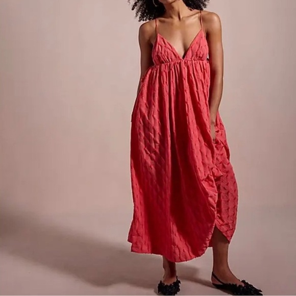 Free People Red Backless Pleated Sundress - Picture 2 of 5